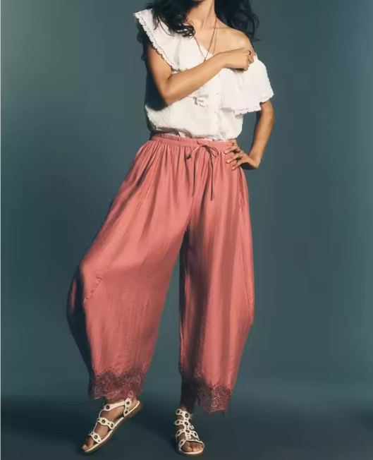 Boho Wide-Leg Capri Pants