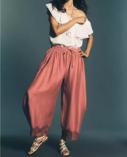 Boho Wide-Leg Capri Pants