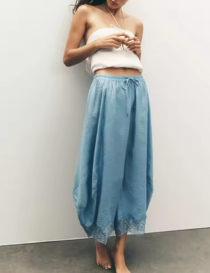 Boho Wide-Leg Capri Pants
