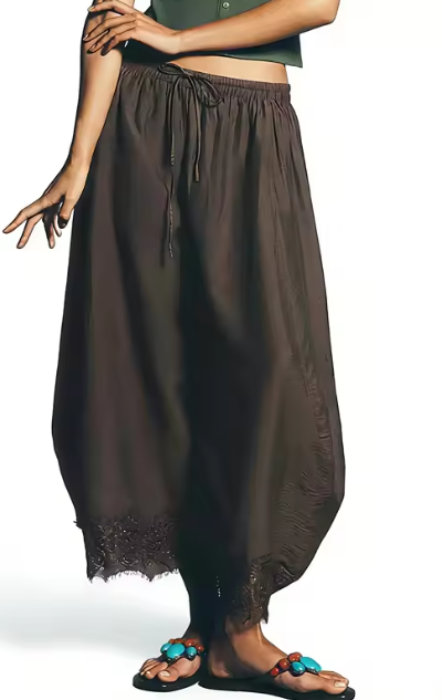 Boho Wide-Leg Capri Pants