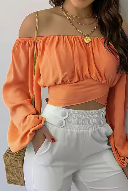 Off-Shoulder Bow Blouse