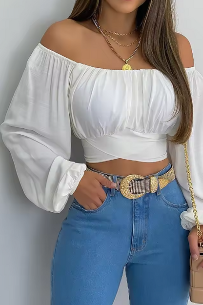 Off-Shoulder Bow Blouse
